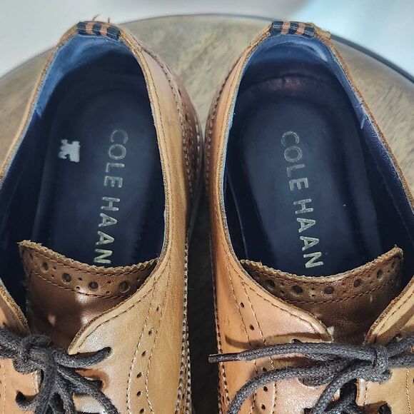 Cole Haan Leather Wingtip Oxford Shoes Size 8 Men's Brown Leather Oxfords - Picture 5 of 11